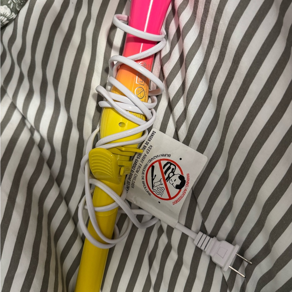 Two-Tone Pink and Yellow Curling Iron for Women